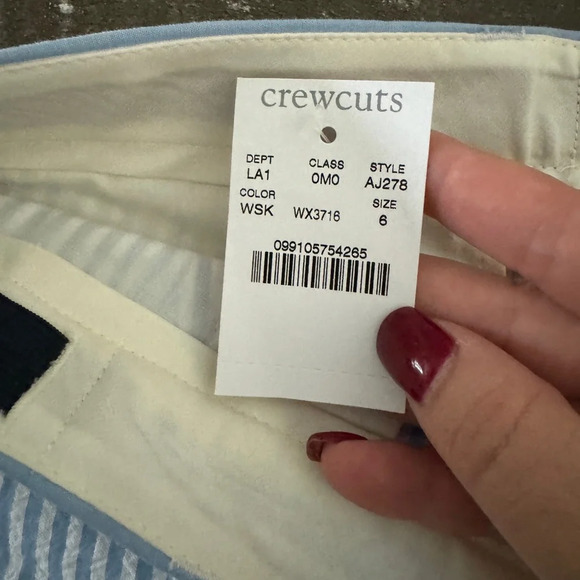 CREWCUTS NWT Ludlow Seersucker Blue White Striped Shorts Size 6 - Picture 3 of 8